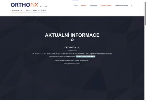 Zobrazit webové stránky Ortodoncie ORTHOFIX - MUDr. Martin Šrytr