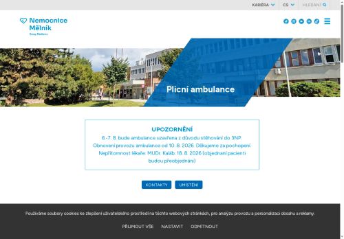 Zobrazit webové stránky Plicní ambulance - Nemocnice Mělník