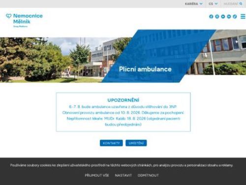 Plicní ambulance - Nemocnice Mělník