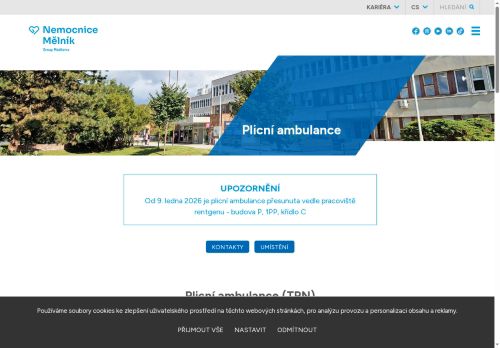 Zobrazit webové stránky Plicní ambulance - Nemocnice Mělník
