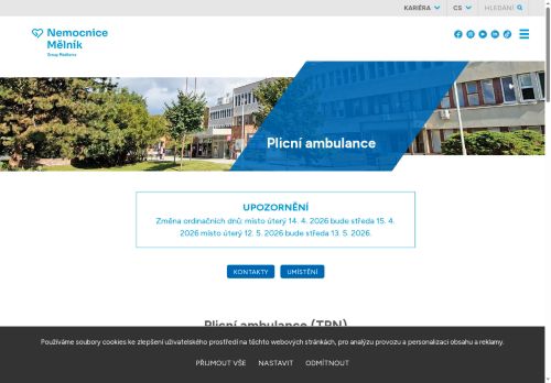 Zobrazit webové stránky Plicní ambulance - Nemocnice Mělník