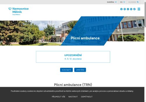 Zobrazit webové stránky Plicní ambulance - Nemocnice Mělník