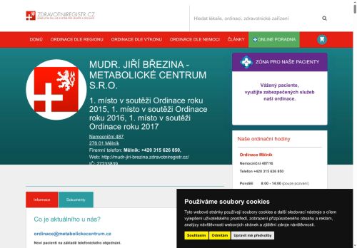 Zobrazit webové stránky Metabolické centrum s.r.o. - MUDr. Jiří Březina