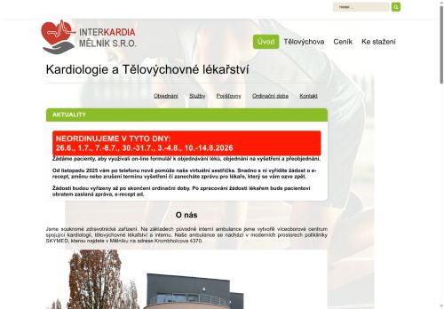 Zobrazit webové stránky Kardiologická ambulance INTERKARDIA MĚLNÍK - MUDr. Hedvika Černá, MUDr. Mariana Votrubová