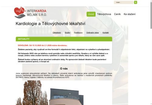 Zobrazit webové stránky Kardiologická ambulance INTERKARDIA MĚLNÍK - MUDr. Hedvika Černá, MUDr. Mariana Votrubová