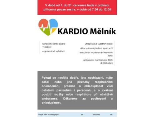 Kardiologická ambulance KARDIO Mělník