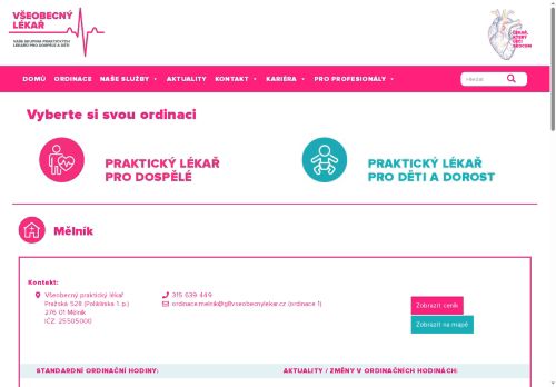 Zobrazit webové stránky Praktický lékař pro dospělé Všeobecný lékař - ordinace 2 (Poliklinika Mělník)
