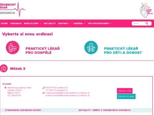 Praktický lékař pro dospělé Všeobecný lékař - ordinace Pražská 532/25