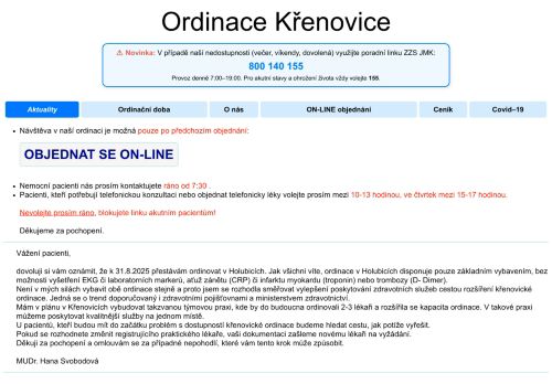 Zobrazit webové stránky Praktický lékař - MUDr. Hana Svobodová