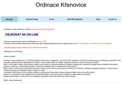 Zobrazit webové stránky Praktický lékař - MUDr. Hana Svobodová