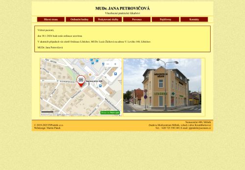 Zobrazit webové stránky Praktický lékař pro dospělé PJ PRAKTIK - MUDr. Jana Petrovičová