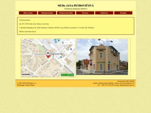 Praktický lékař pro dospělé PJ PRAKTIK - MUDr. Jana Petrovičová