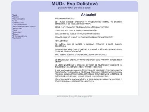 Praktický lékař pro děti a dorost - MUDr. Eva Dolistová