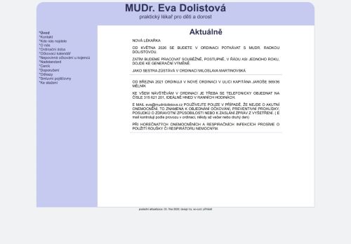 Zobrazit webové stránky Praktický lékař pro děti a dorost - MUDr. Eva Dolistová