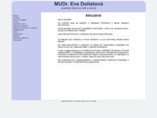 Praktický lékař pro děti a dorost - MUDr. Eva Dolistová