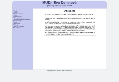 Zobrazit webové stránky Praktický lékař pro děti a dorost - MUDr. Eva Dolistová