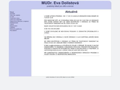 Praktický lékař pro děti a dorost - MUDr. Eva Dolistová