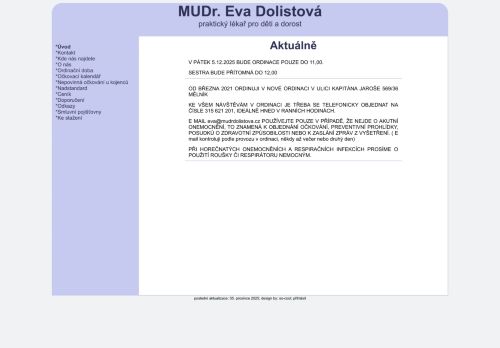 Zobrazit webové stránky Praktický lékař pro děti a dorost - MUDr. Eva Dolistová