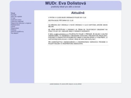 Praktický lékař pro děti a dorost - MUDr. Eva Dolistová