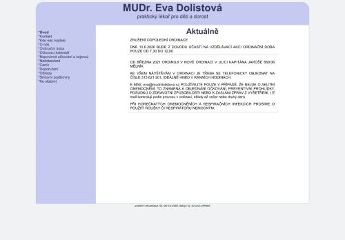 Zobrazit webové stránky Praktický lékař pro děti a dorost - MUDr. Eva Dolistová
