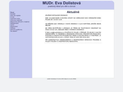Praktický lékař pro děti a dorost - MUDr. Eva Dolistová