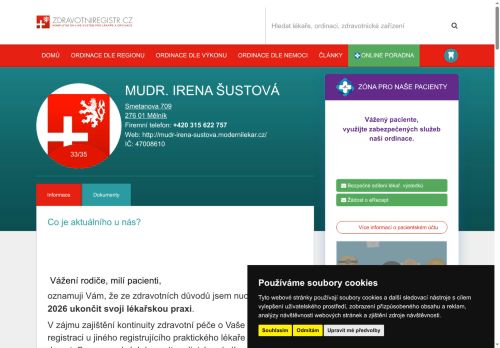 Zobrazit webové stránky Praktický lékař pro děti a dorost - MUDr. Irena Šustová