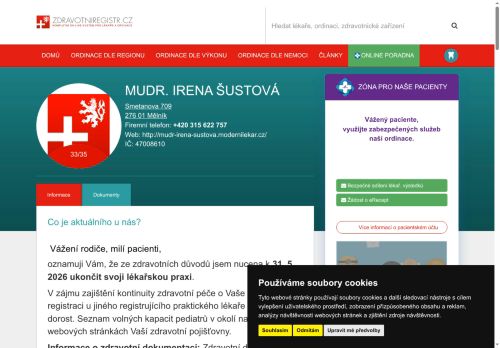 Zobrazit webové stránky Praktický lékař pro děti a dorost - MUDr. Irena Šustová