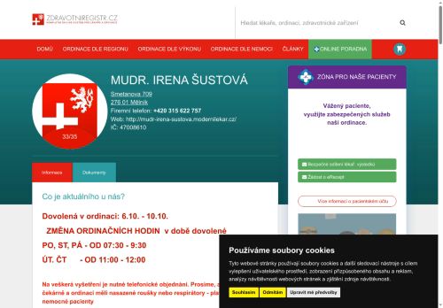 Zobrazit webové stránky Praktický lékař pro děti a dorost - MUDr. Irena Šustová