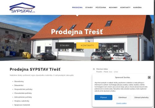 Webové stránky SYPSTAV s.r.o., Třešť