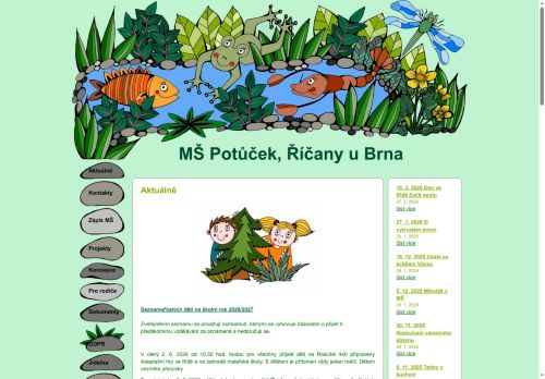 Webové stránky Mateřská škola Potůček, Říčany, p. o., Říčany