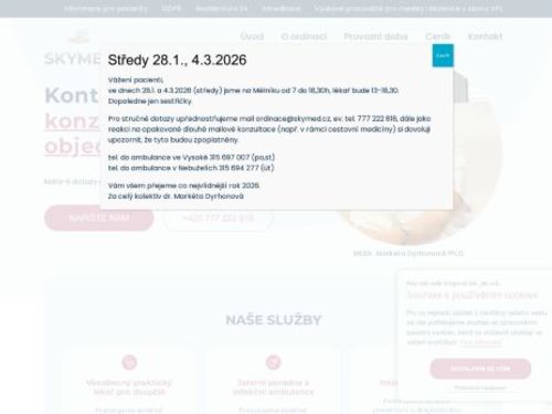 Praktický lékař pro dospělé Skymed - MUDr. Markéta Dyrhonová, Ph.D., MUDr. Jiří Šanda, MUDr. Zuzana Hanušová