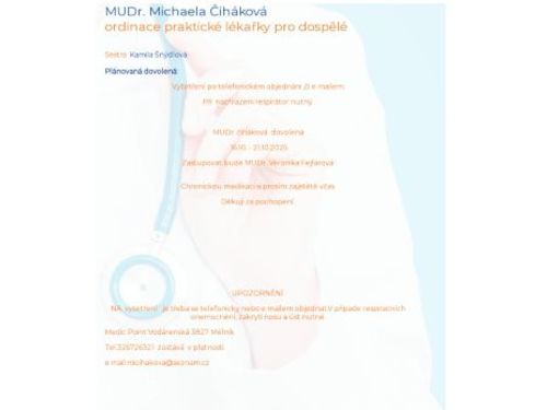 Praktický lékař pro dospělé - MUDr. Michaela Čiháková