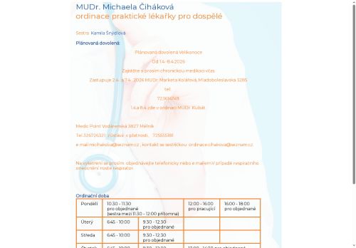 Zobrazit webové stránky Praktický lékař pro dospělé - MUDr. Michaela Čiháková