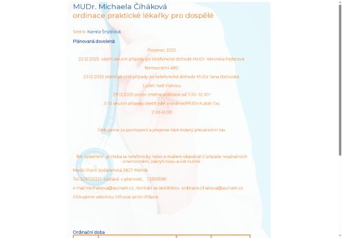Zobrazit webové stránky Praktický lékař pro dospělé - MUDr. Michaela Čiháková
