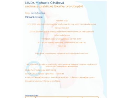 Praktický lékař pro dospělé - MUDr. Michaela Čiháková