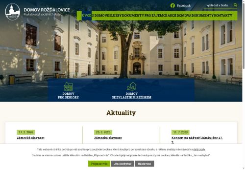 Webové stránky Domov Rožďalovice, poskytovatel sociálních služeb, Rožďalovice