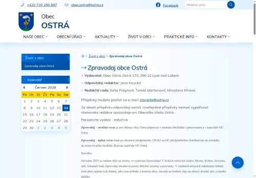 Zobrazit webové stránky Zpravodaj obce Ostrá
