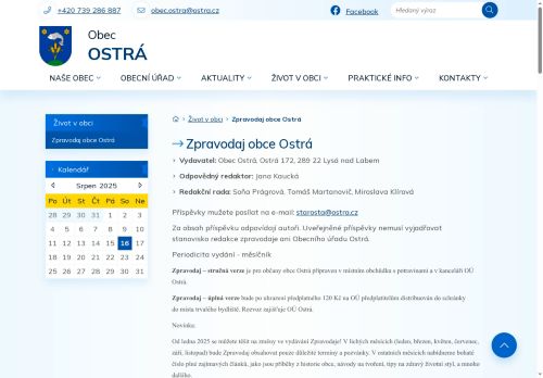 Zobrazit webové stránky Zpravodaj obce Ostrá