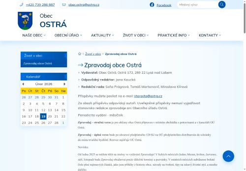 Zobrazit webové stránky Zpravodaj obce Ostrá