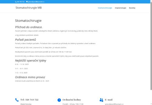 Zobrazit webové stránky Stomatochirurgická ambulance - MUDr. Josef Janeček