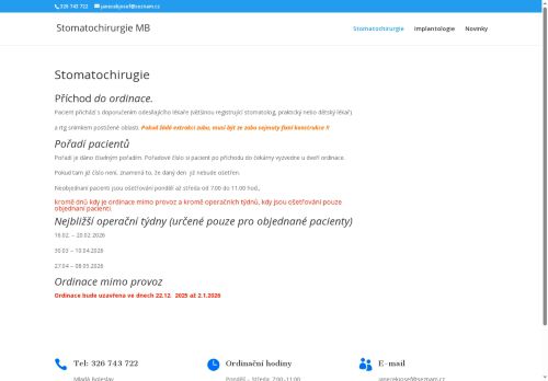 Zobrazit webové stránky Stomatochirurgická ambulance - MUDr. Josef Janeček