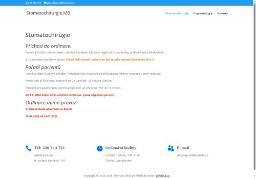 Zobrazit webové stránky Stomatochirurgická ambulance - MUDr. Josef Janeček