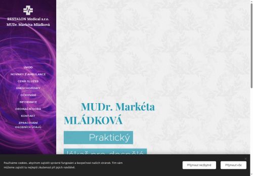 Zobrazit webové stránky Praktický lékař pro dospělé RESTALON Medical s.r.o. - MUDr. Markéta Mládková