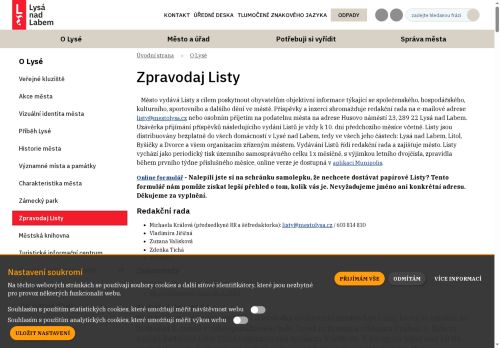 Zobrazit webové stránky Zpravodaj Listy