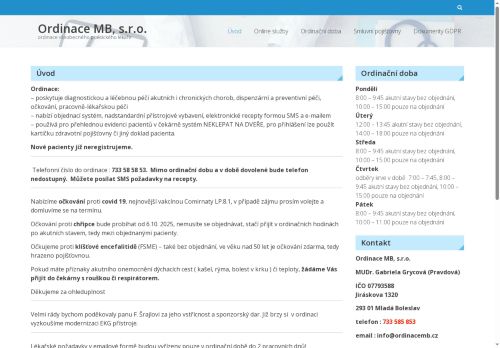 Zobrazit webové stránky Praktický lékař pro dospělé Ordinace MB, s.r.o. - MUDr. Gabriela Pravdová