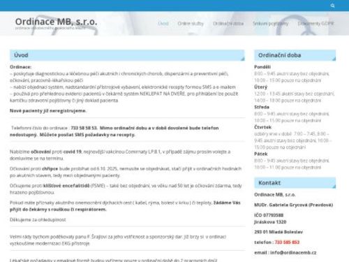 Praktický lékař pro dospělé Ordinace MB, s.r.o. - MUDr. Gabriela Pravdová
