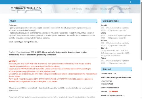 Zobrazit webové stránky Praktický lékař pro dospělé Ordinace MB, s.r.o. - MUDr. Gabriela Pravdová