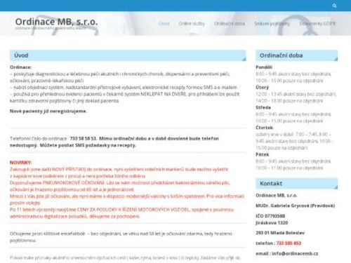 Praktický lékař pro dospělé Ordinace MB, s.r.o. - MUDr. Gabriela Pravdová