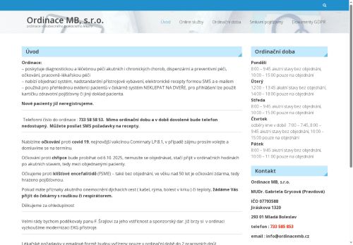 Zobrazit webové stránky Praktický lékař pro dospělé Ordinace MB, s.r.o. - MUDr. Gabriela Pravdová