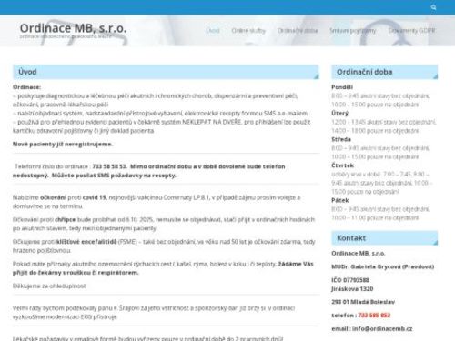 Praktický lékař pro dospělé Ordinace MB, s.r.o. - MUDr. Gabriela Pravdová